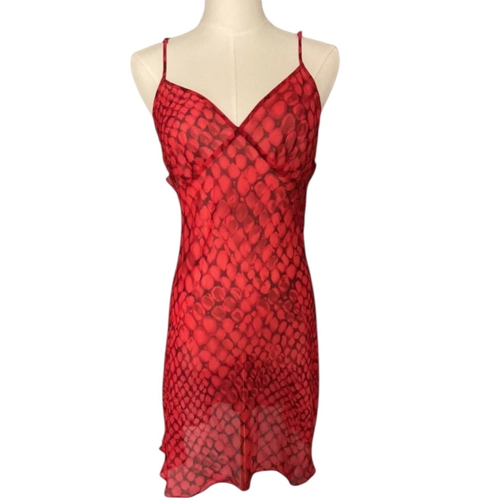 NWT Rare Vintage Victoria's Secret Red Snake Print 100% Silk Slip Dress M